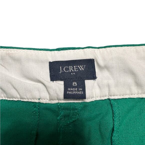 J. Crew Linen and Cotton Green Scalloped Edge Shorts size 8 - Picture 3 of 6